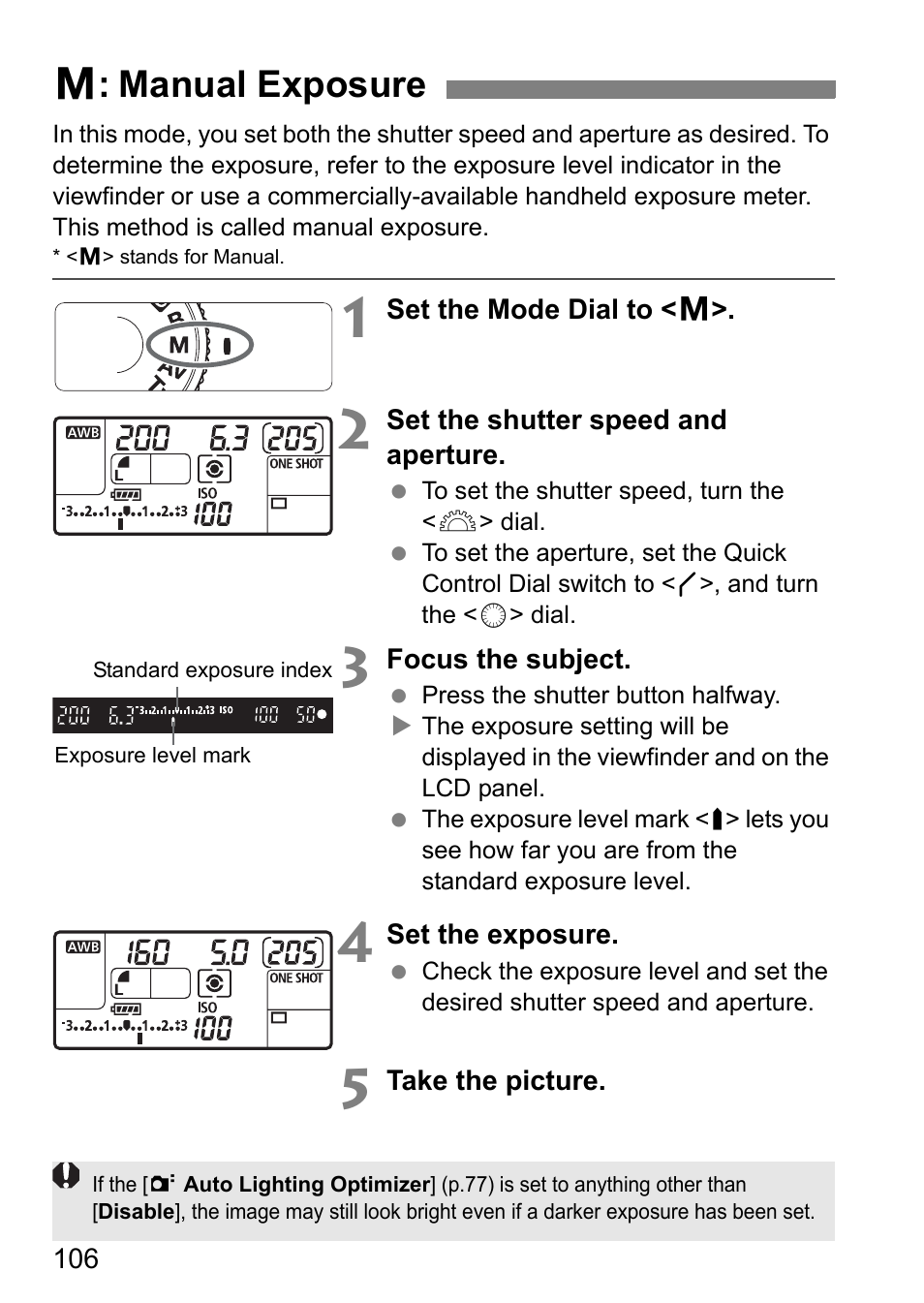 A: manual exposure | Canon EOS 7D User Manual | Page 106 / 292