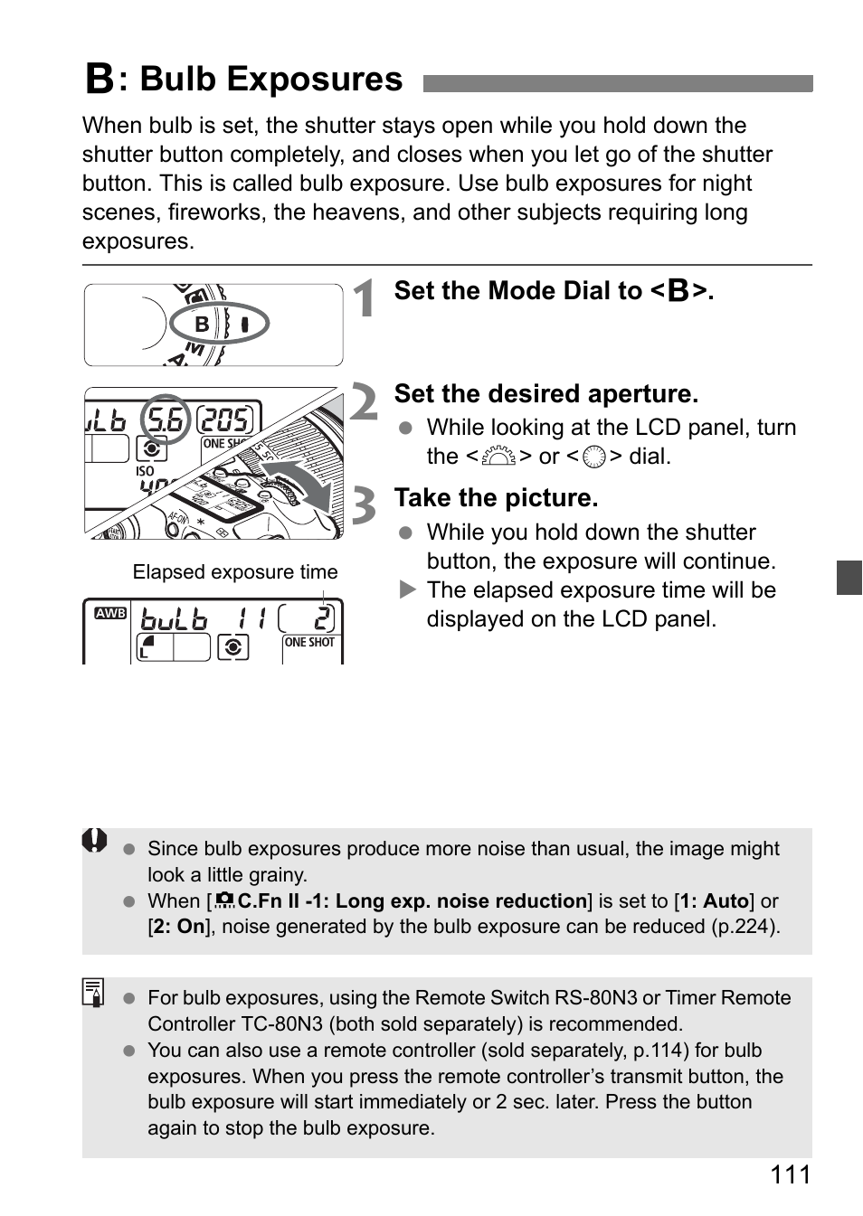 F : bulb exposures | Canon EOS 7D User Manual | Page 111 / 292