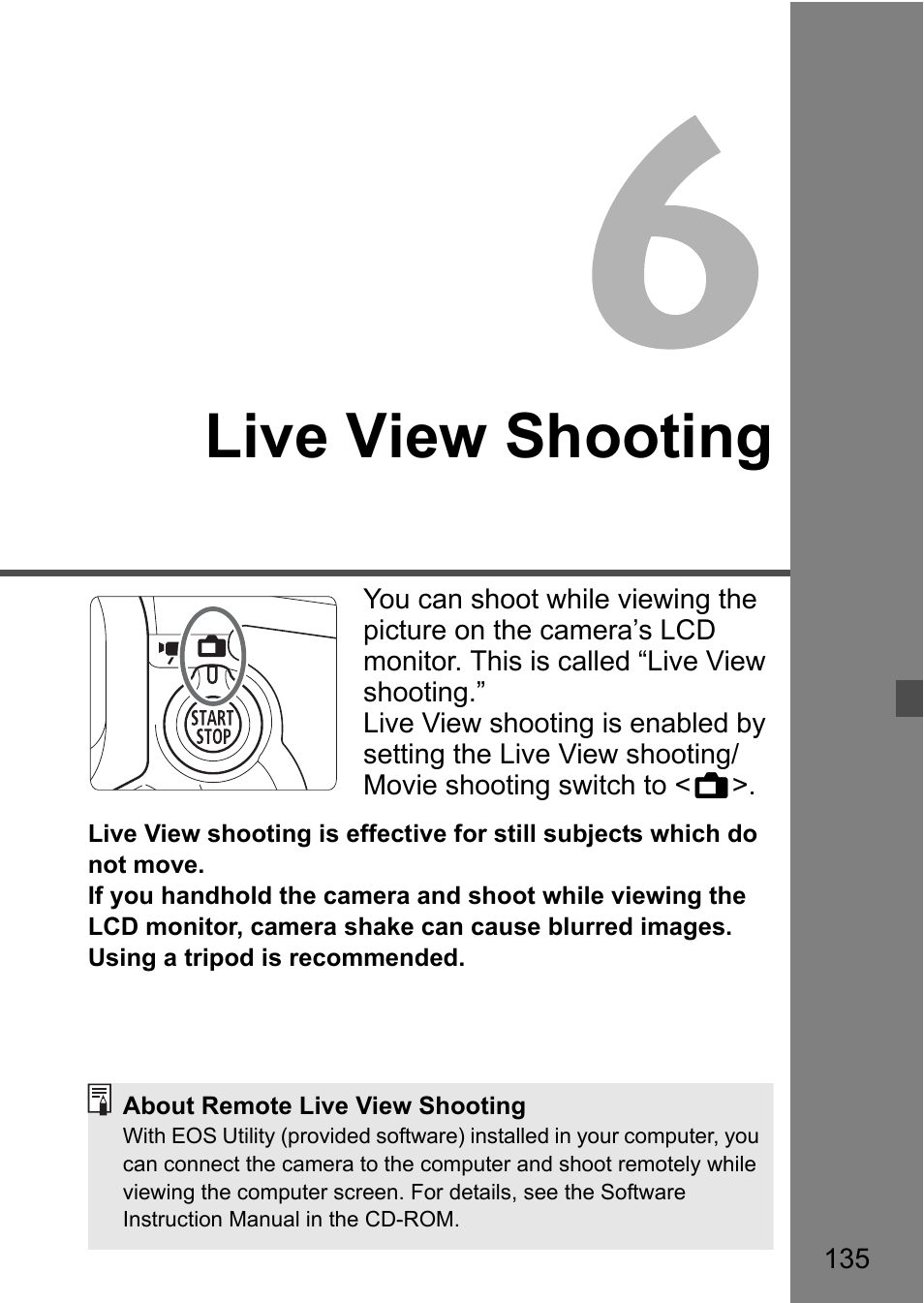 Live view shooting | Canon EOS 7D User Manual | Page 135 / 292