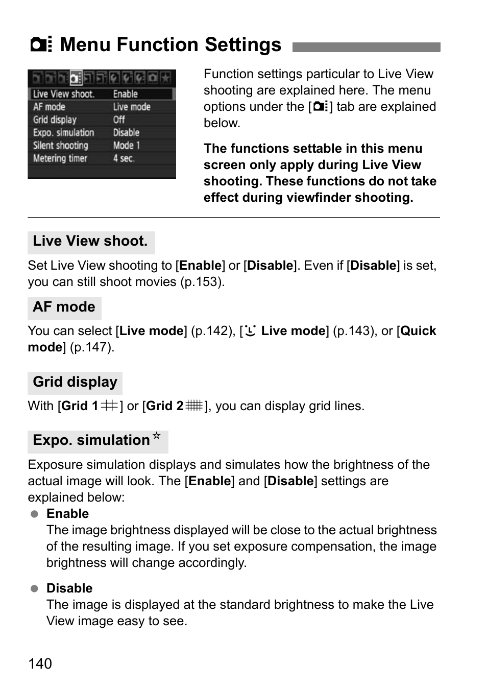 Z menu function settings | Canon EOS 7D User Manual | Page 140 / 292