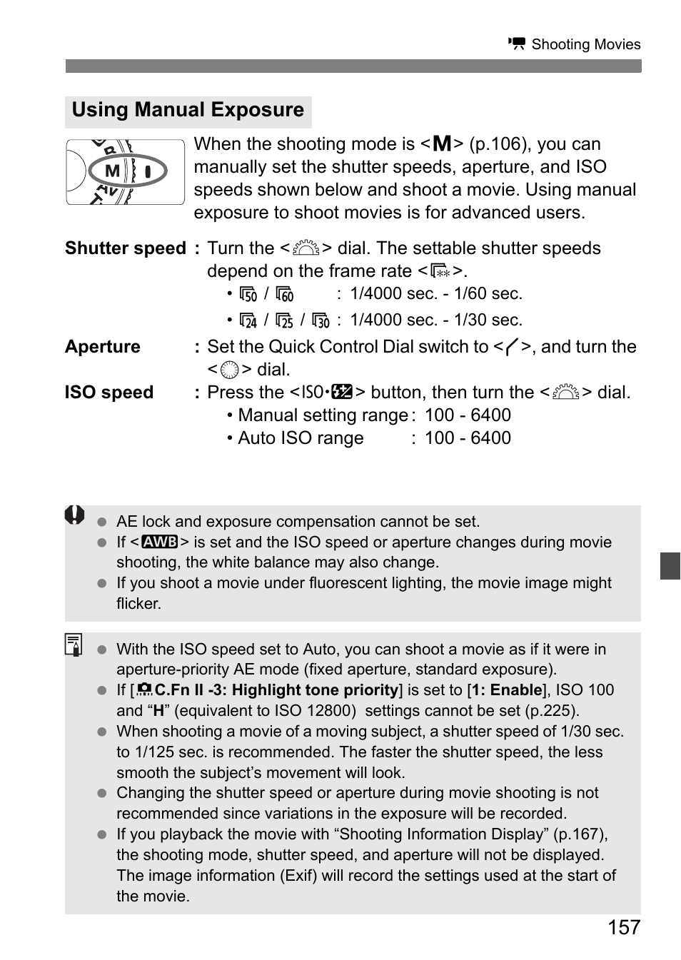 Using manual exposure | Canon EOS 7D User Manual | Page 157 / 292
