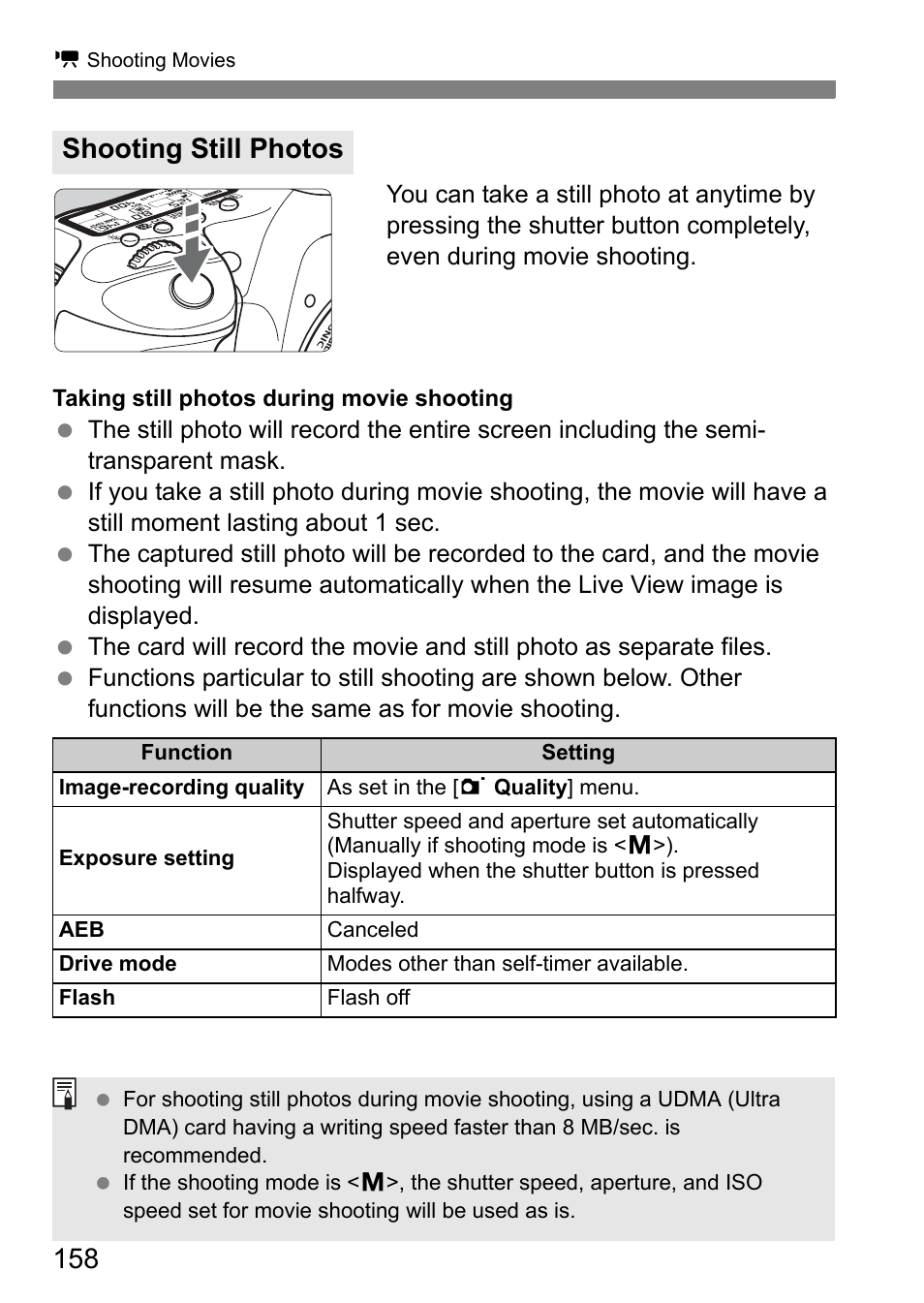 Shooting still photos | Canon EOS 7D User Manual | Page 158 / 292