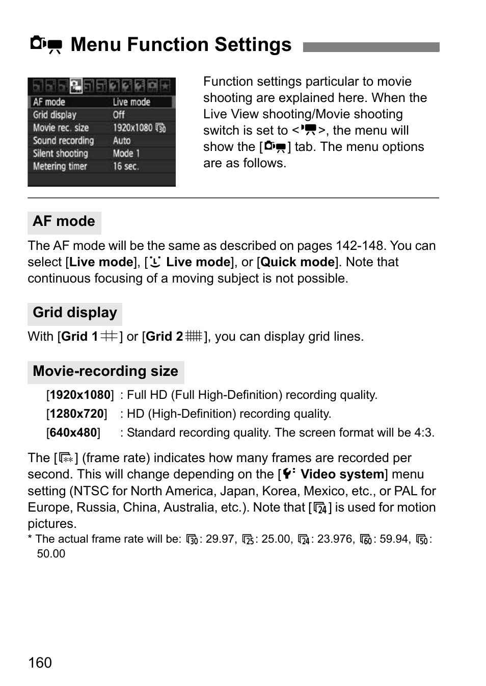 X menu function settings | Canon EOS 7D User Manual | Page 160 / 292