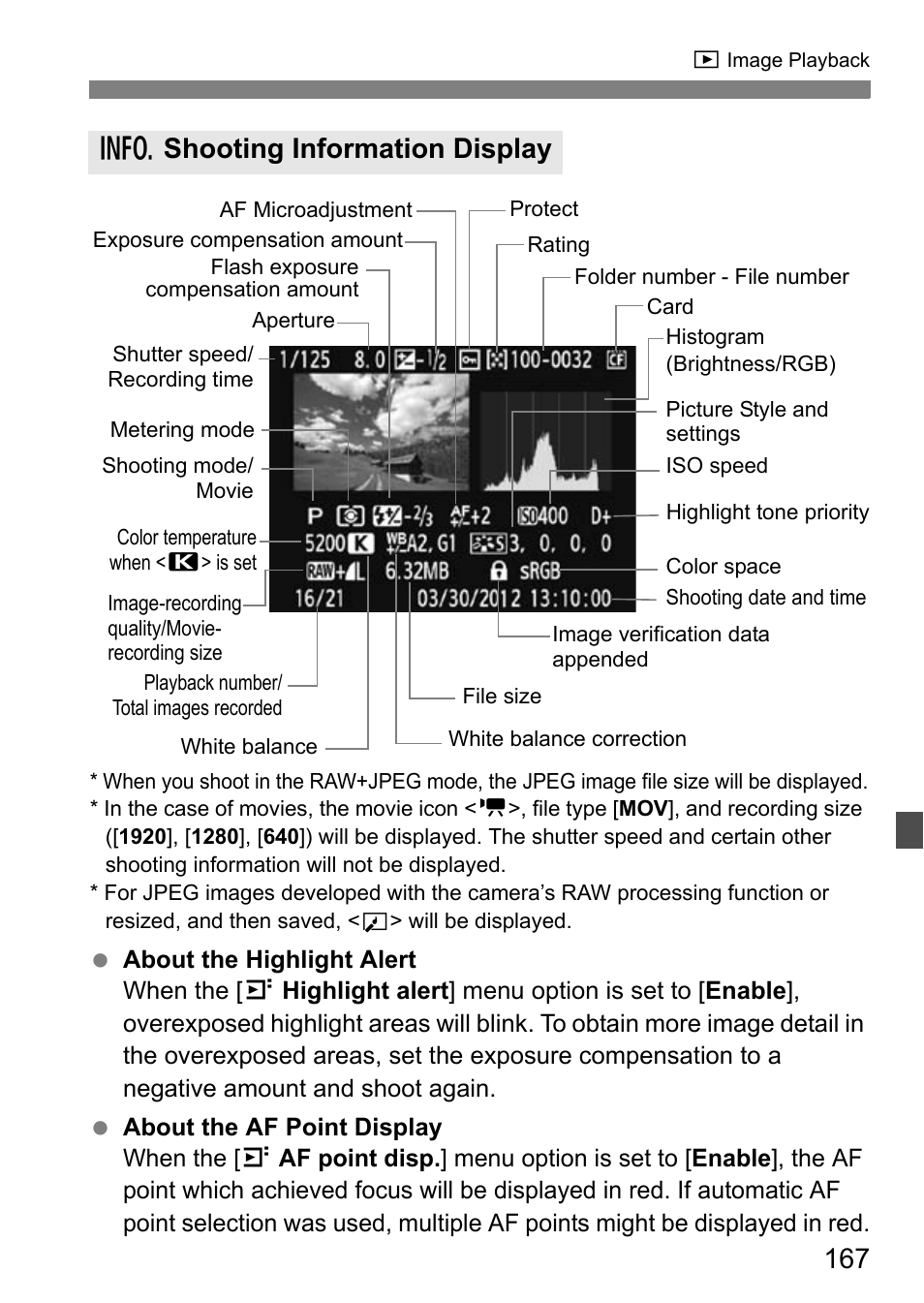 B shooting information display | Canon EOS 7D User Manual | Page 167 / 292