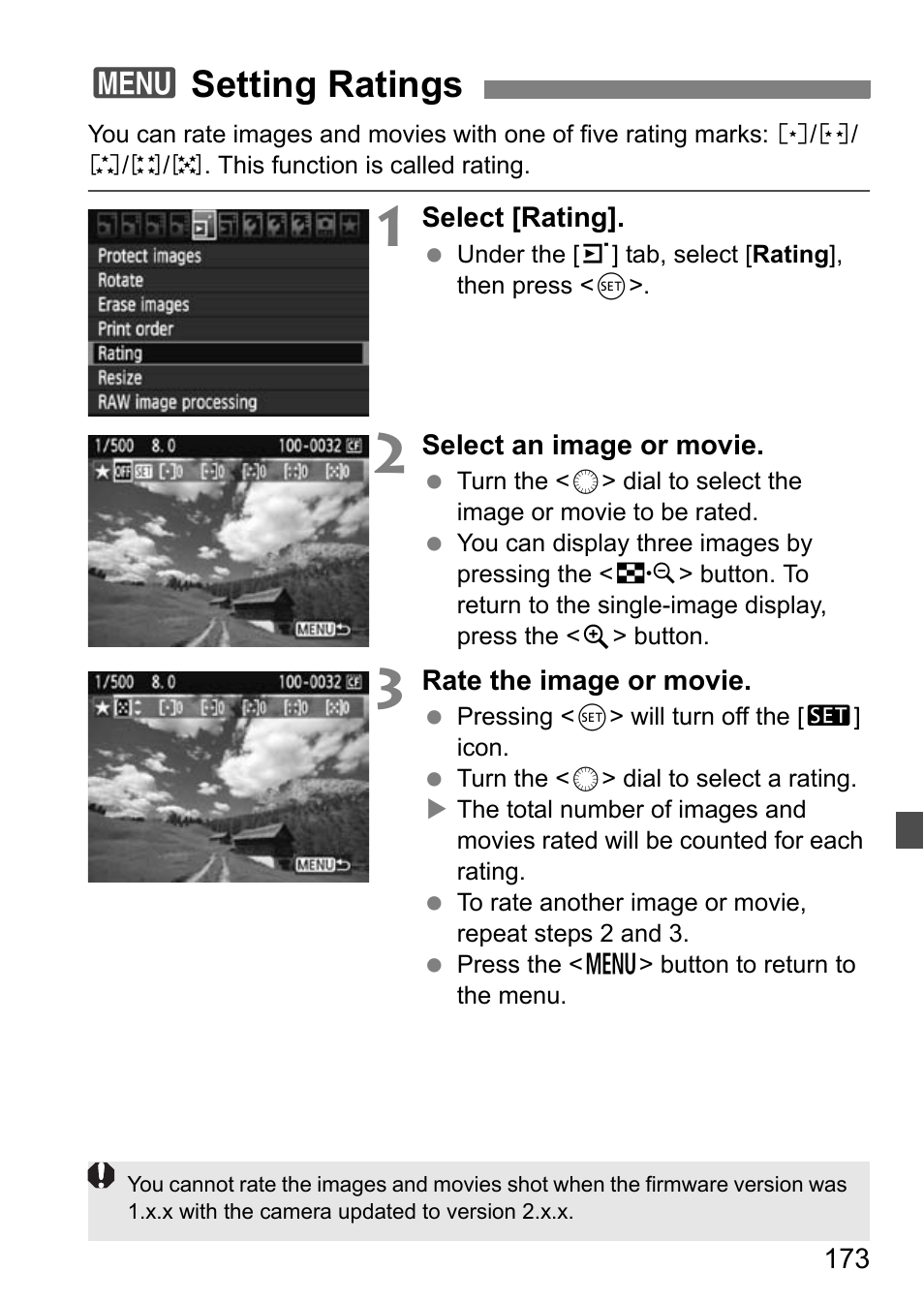 3setting ratings | Canon EOS 7D User Manual | Page 173 / 292