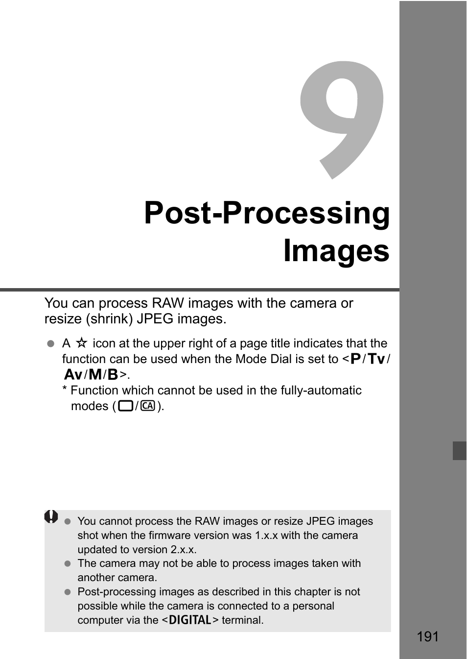 Post-processing images | Canon EOS 7D User Manual | Page 191 / 292