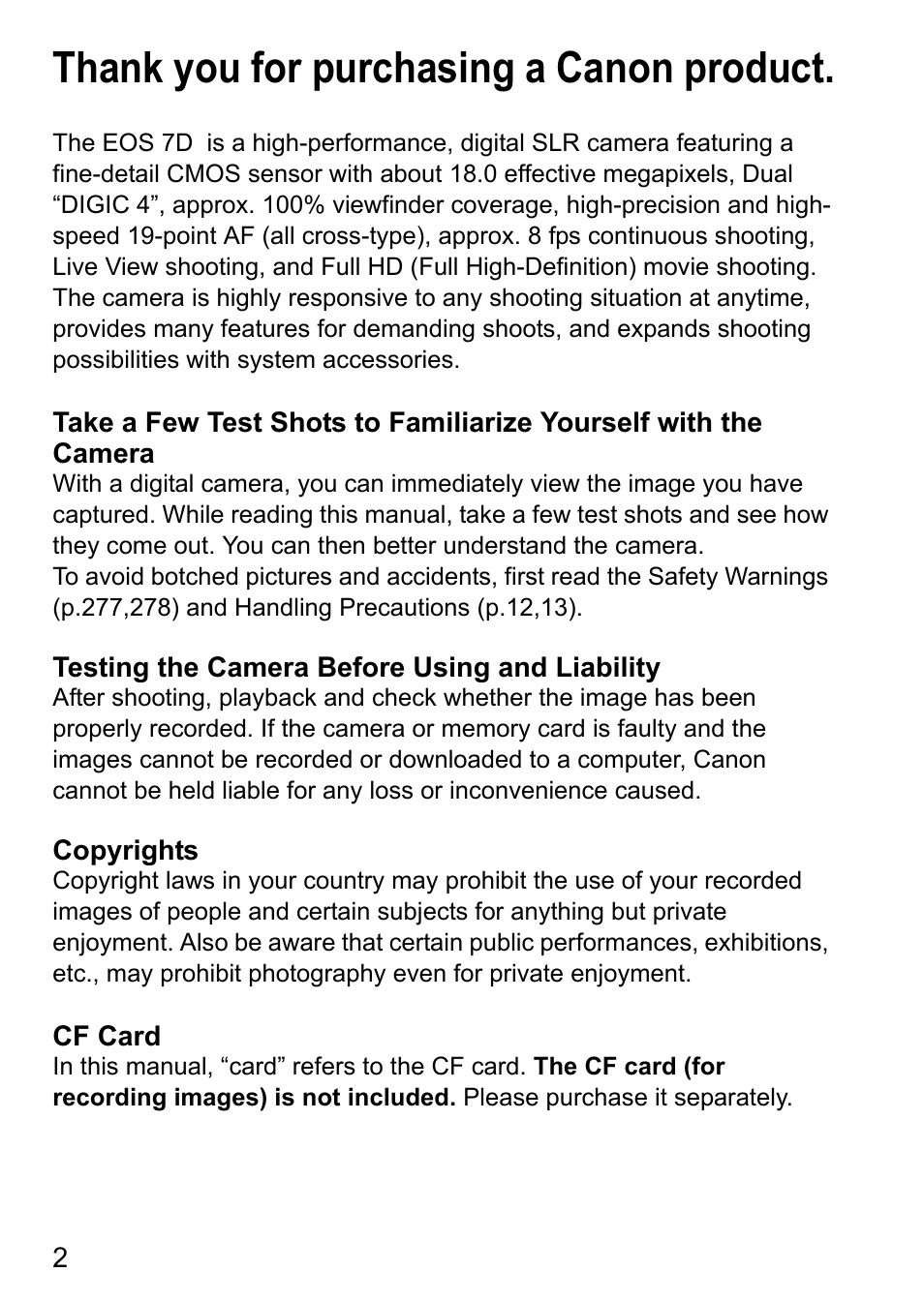 Canon EOS 7D User Manual | Page 2 / 292