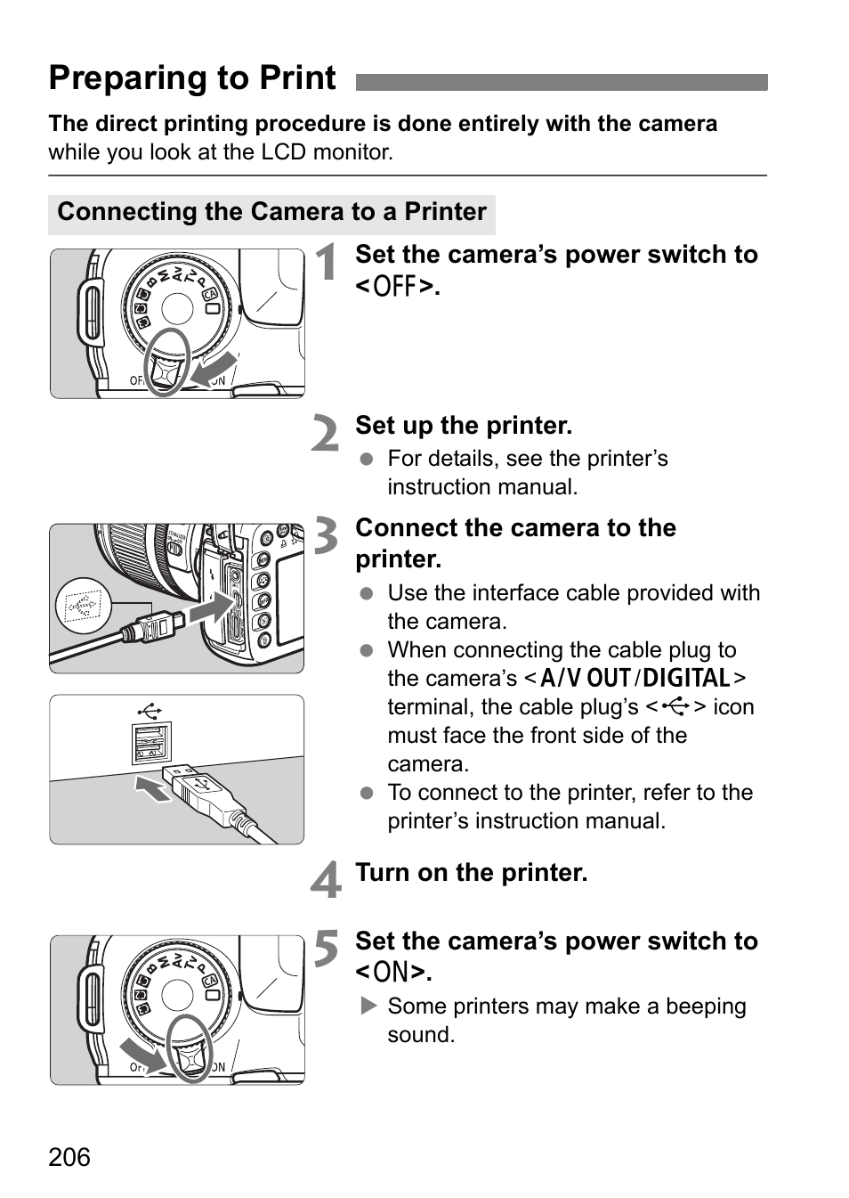 Preparing to print | Canon EOS 7D User Manual | Page 206 / 292