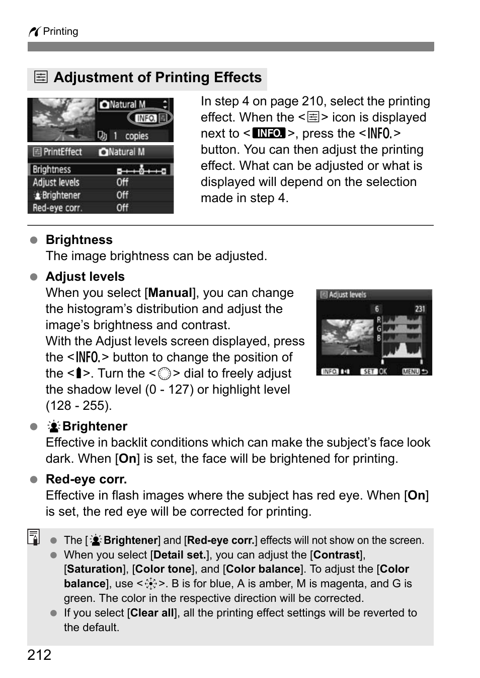 Eadjustment of printing effects | Canon EOS 7D User Manual | Page 212 / 292