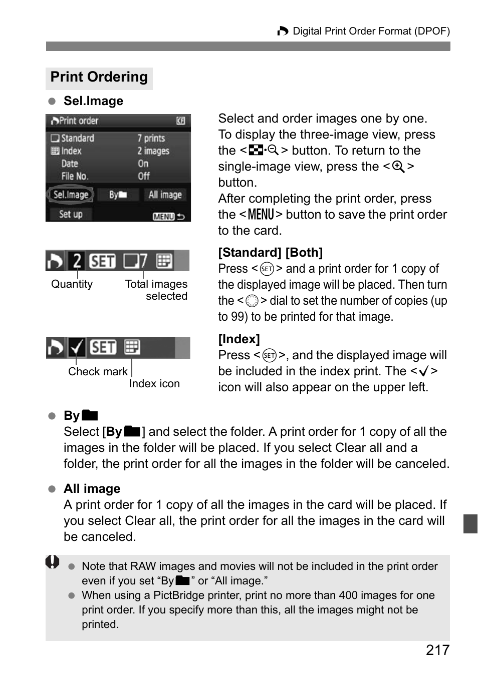 Print ordering | Canon EOS 7D User Manual | Page 217 / 292