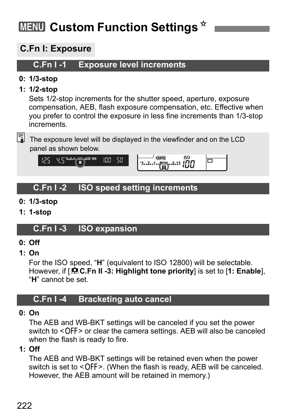 3custom function settings n | Canon EOS 7D User Manual | Page 222 / 292