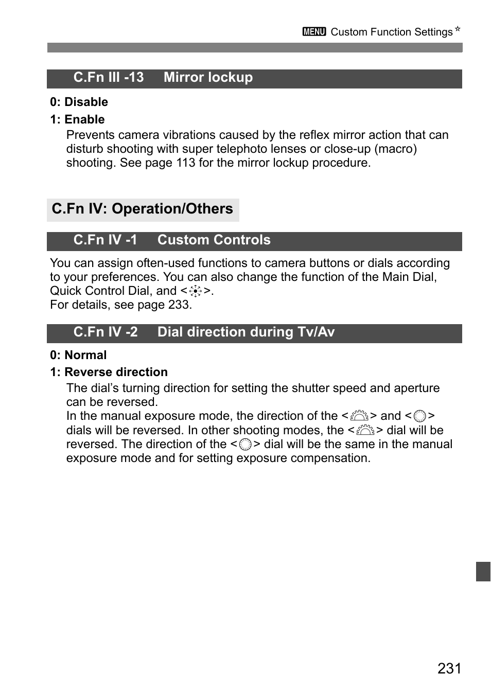 C.fn iv: operation/others | Canon EOS 7D User Manual | Page 231 / 292