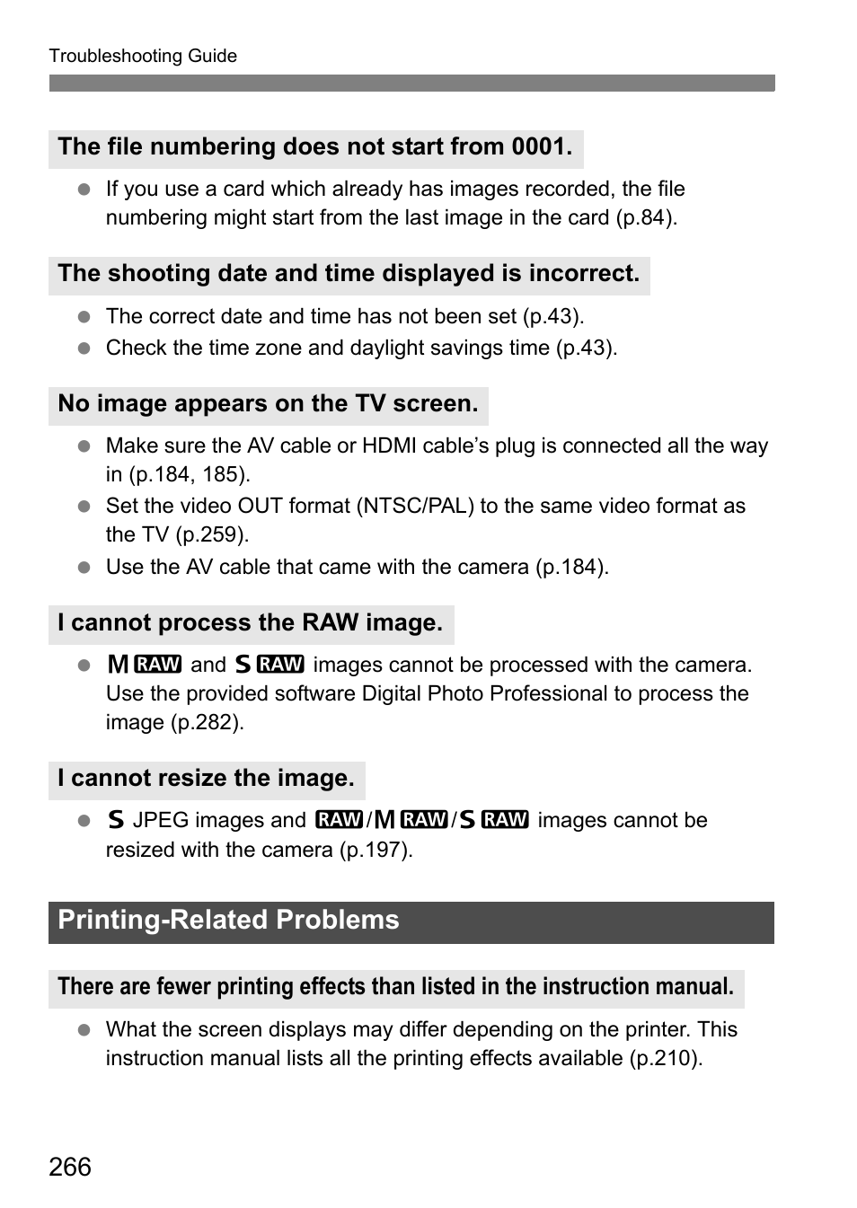 Printing-related problems | Canon EOS 7D User Manual | Page 266 / 292