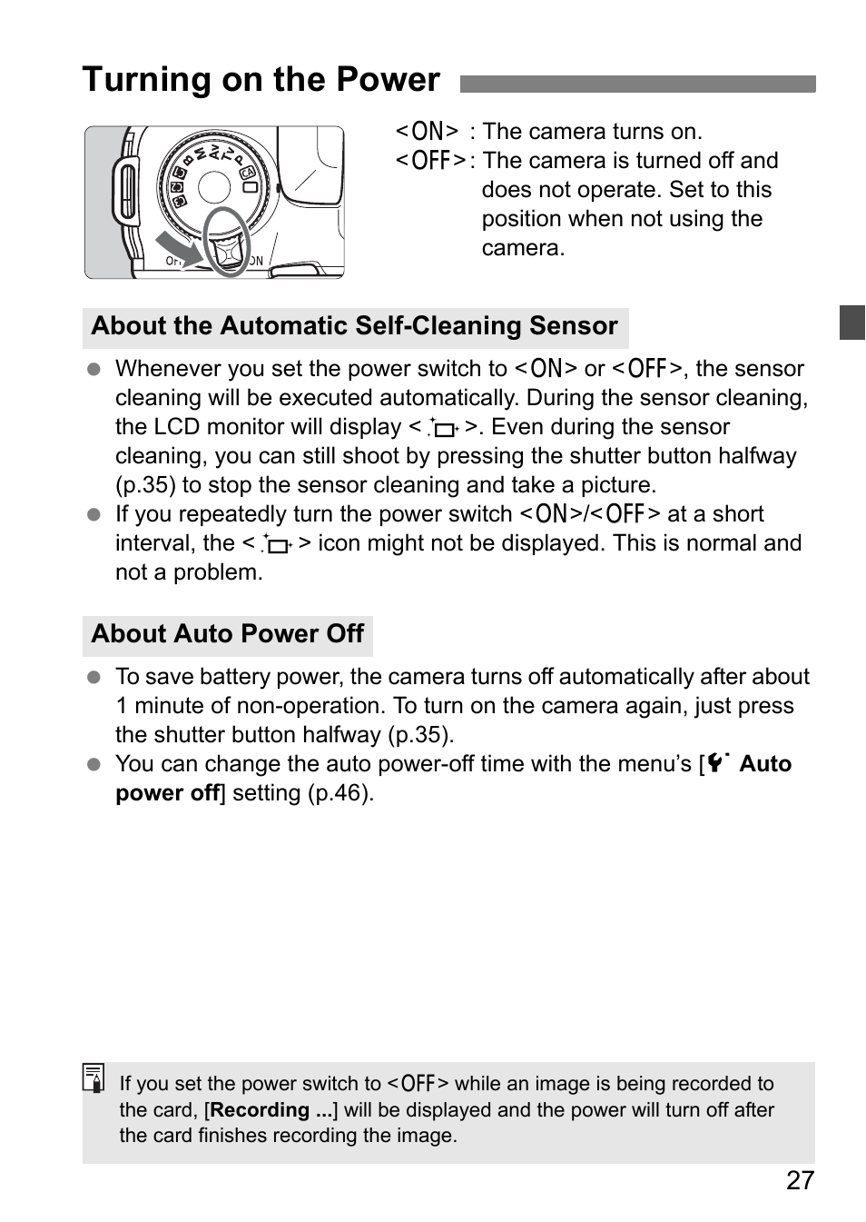 Turning on the power | Canon EOS 7D User Manual | Page 27 / 292