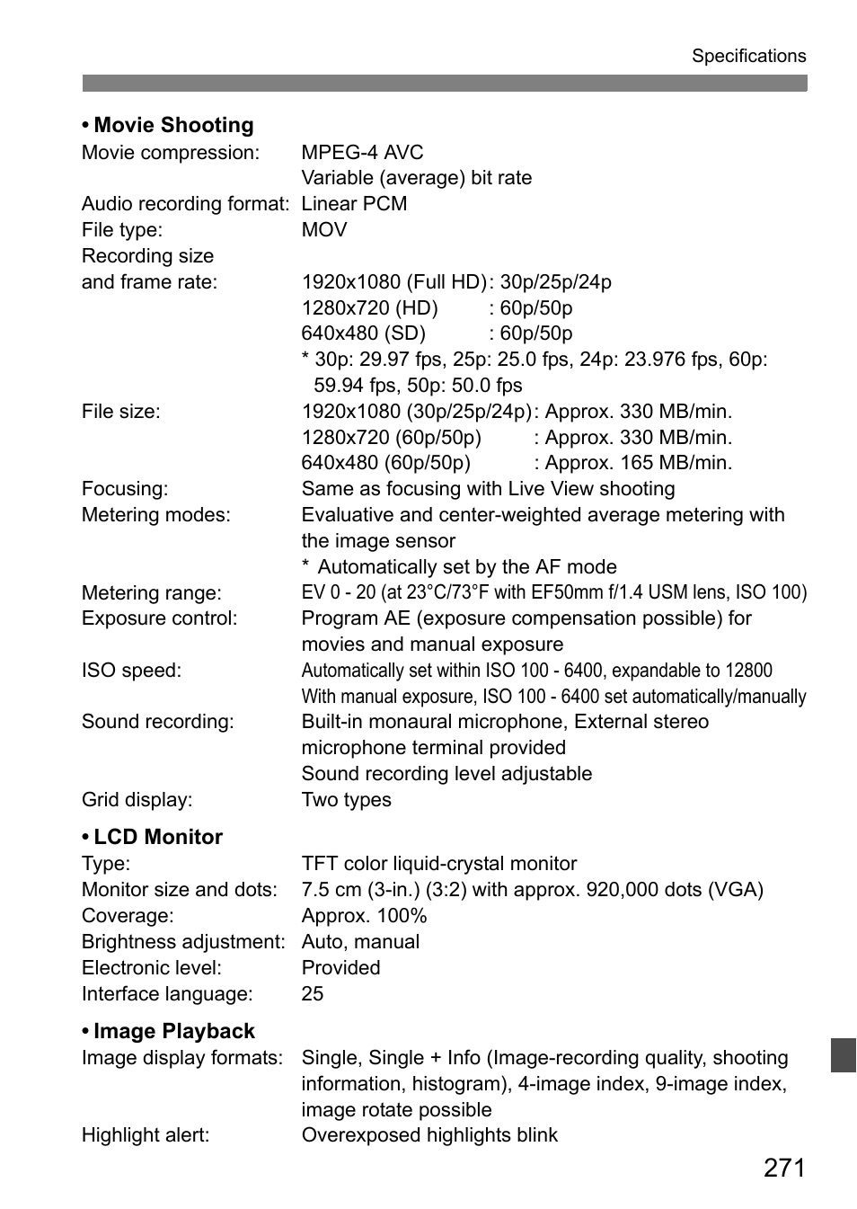 Canon EOS 7D User Manual | Page 271 / 292