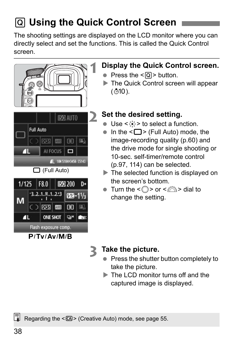 Q using the quick control screen | Canon EOS 7D User Manual | Page 38 / 292