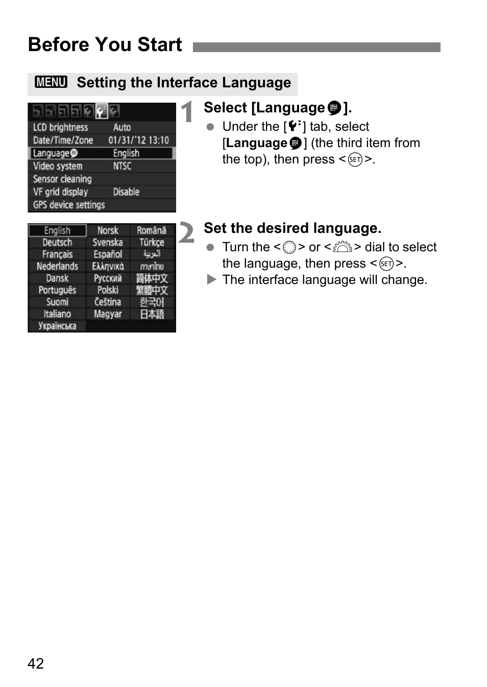 Before you start | Canon EOS 7D User Manual | Page 42 / 292