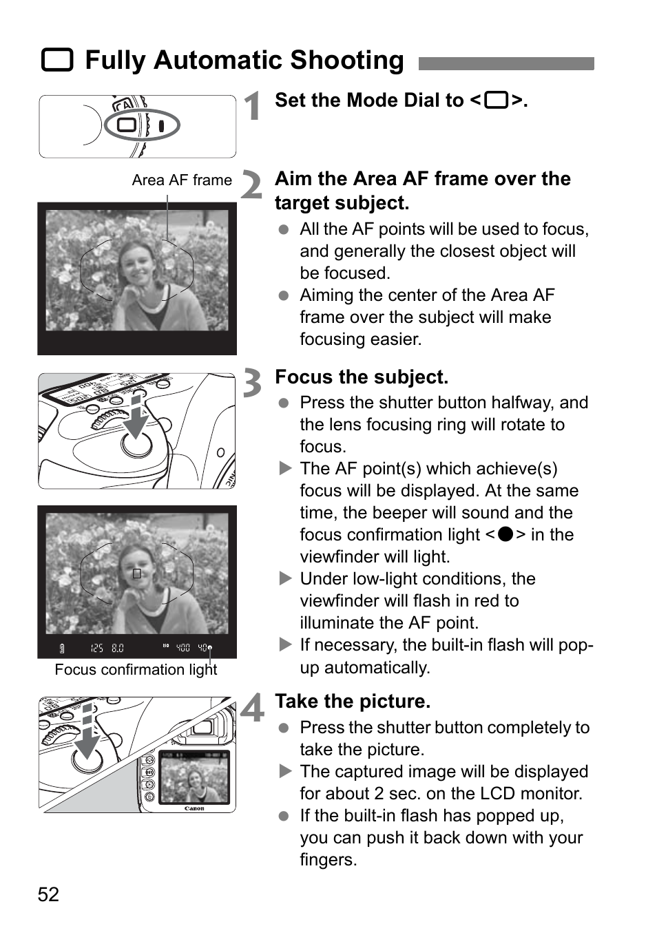 1 fully automatic shooting | Canon EOS 7D User Manual | Page 52 / 292