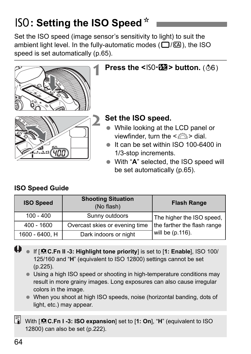 I: setting the iso speed n | Canon EOS 7D User Manual | Page 64 / 292