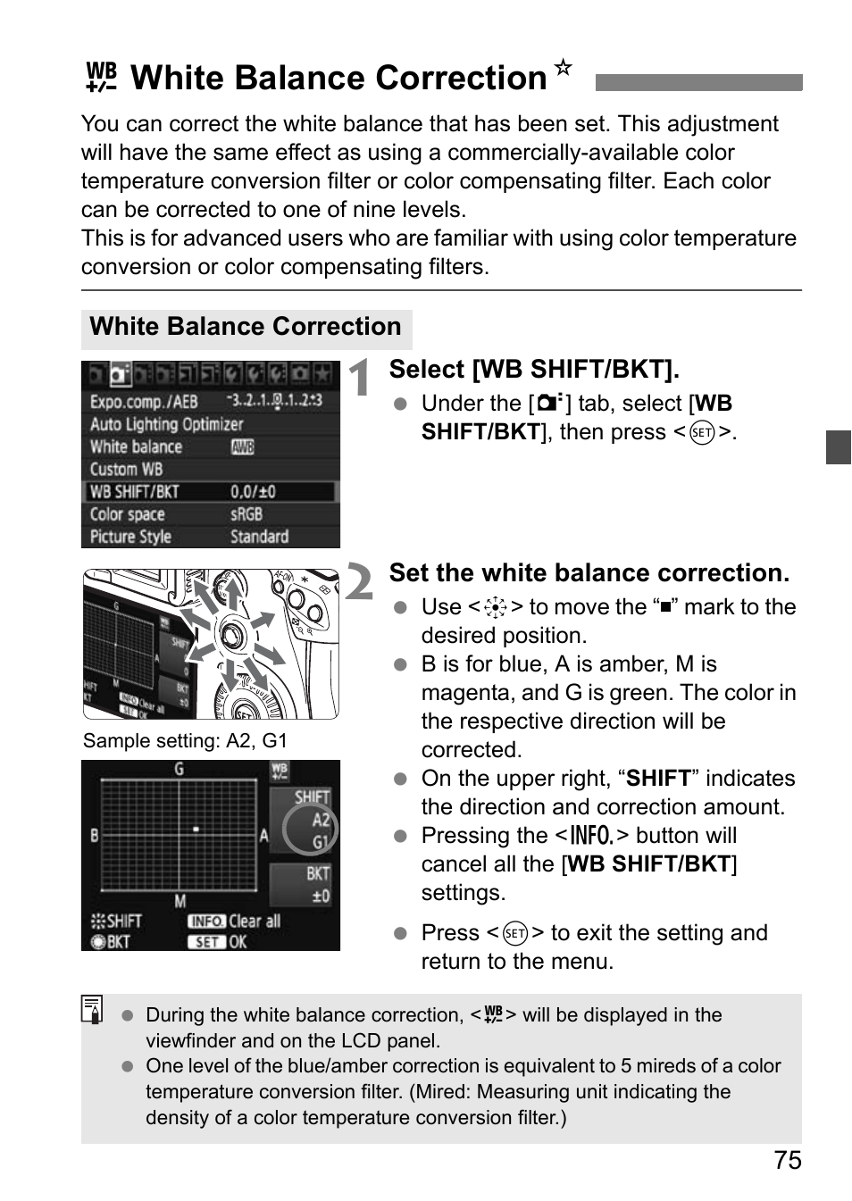 Uwhite balance correction n | Canon EOS 7D User Manual | Page 75 / 292