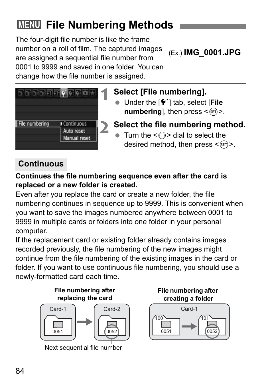 3file numbering methods | Canon EOS 7D User Manual | Page 84 / 292