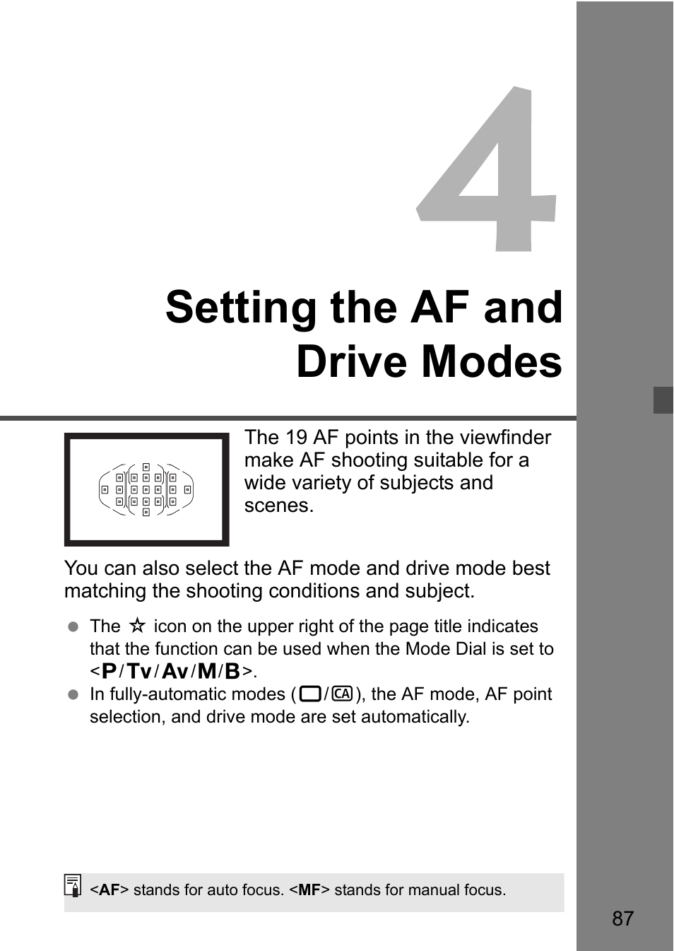 Setting the af and drive modes | Canon EOS 7D User Manual | Page 87 / 292