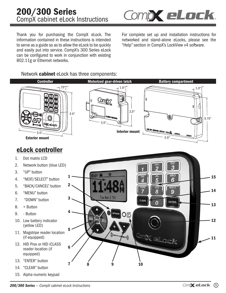 CompX eLock Network Cabinet User Manual | 12 pages