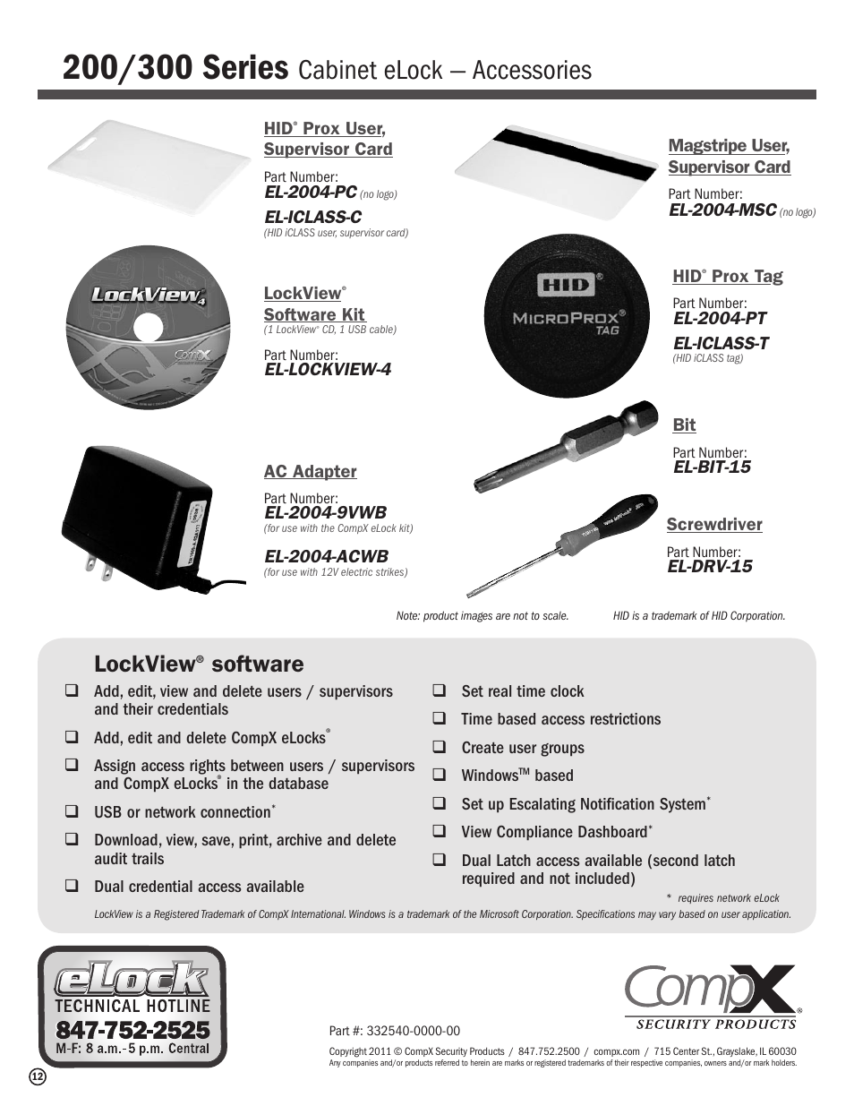 Cabinet elock — accessories, Lockview, Software | CompX eLock Network Cabinet User Manual | Page 12 / 12