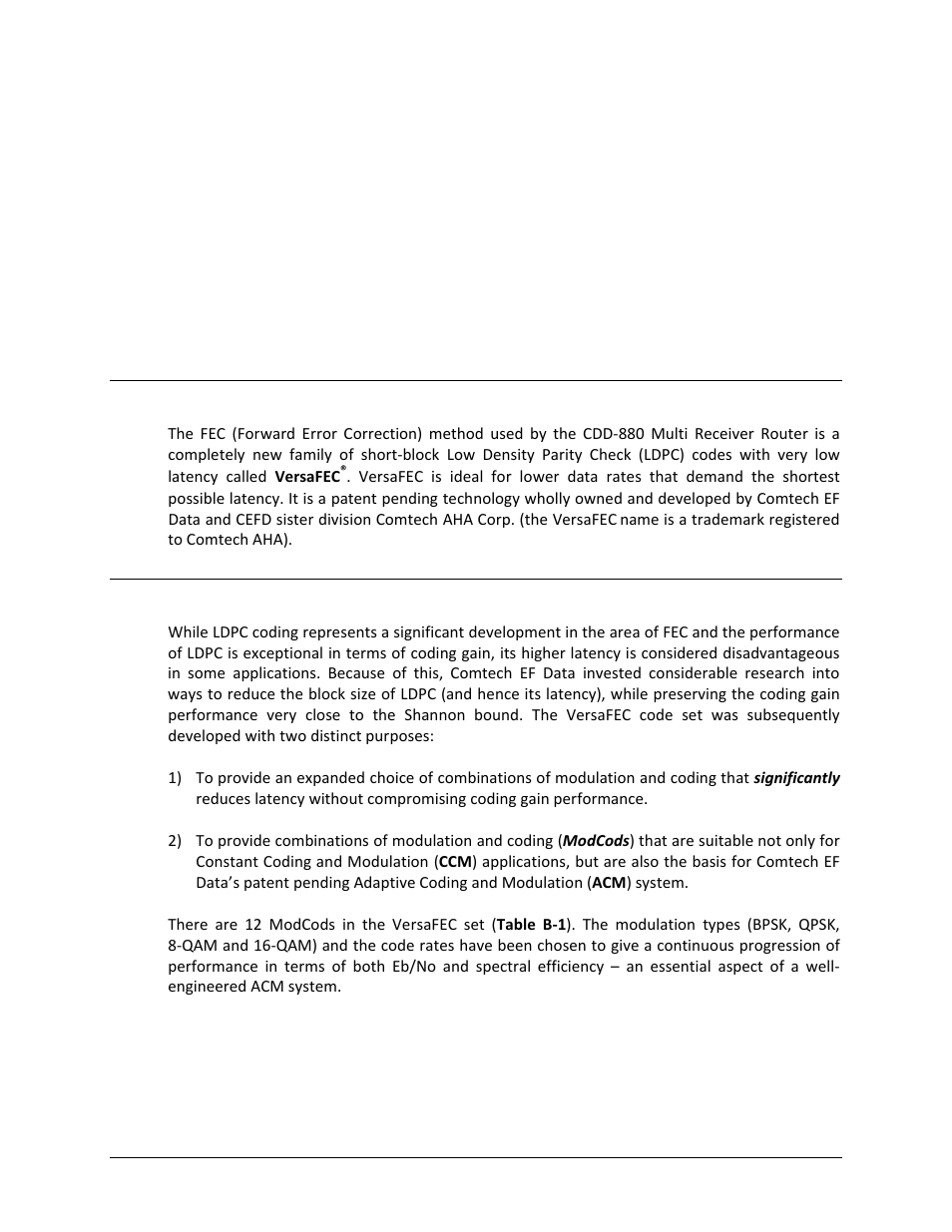 Appendix b. fec (forward error correction), B.1 introduction, B.2 versafec (short-block ldpc) | Comtech EF Data CDD-880 User Manual | Page 115 / 124