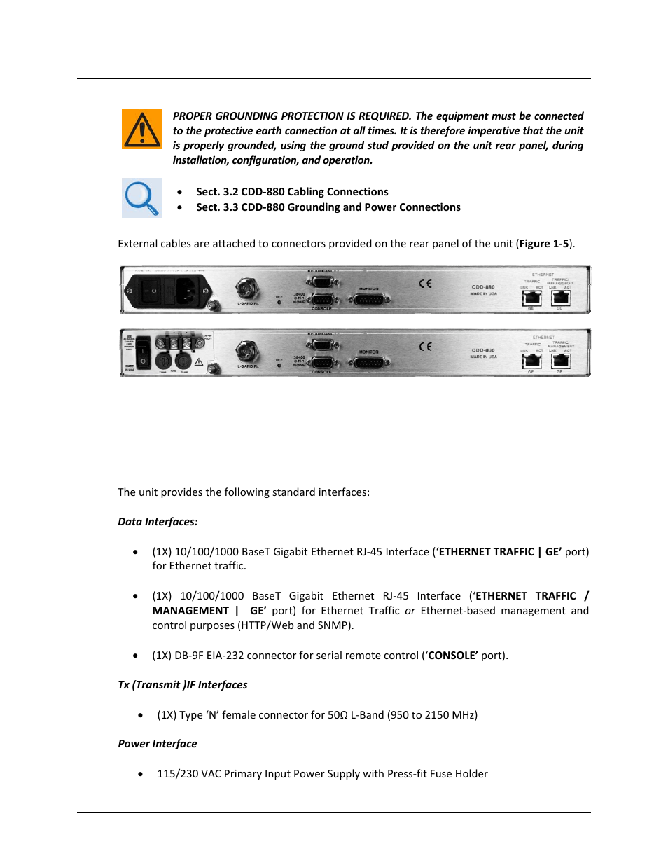 2 rear panel, 1 rear panel standard features | Comtech EF Data CDD-880 User Manual | Page 24 / 124