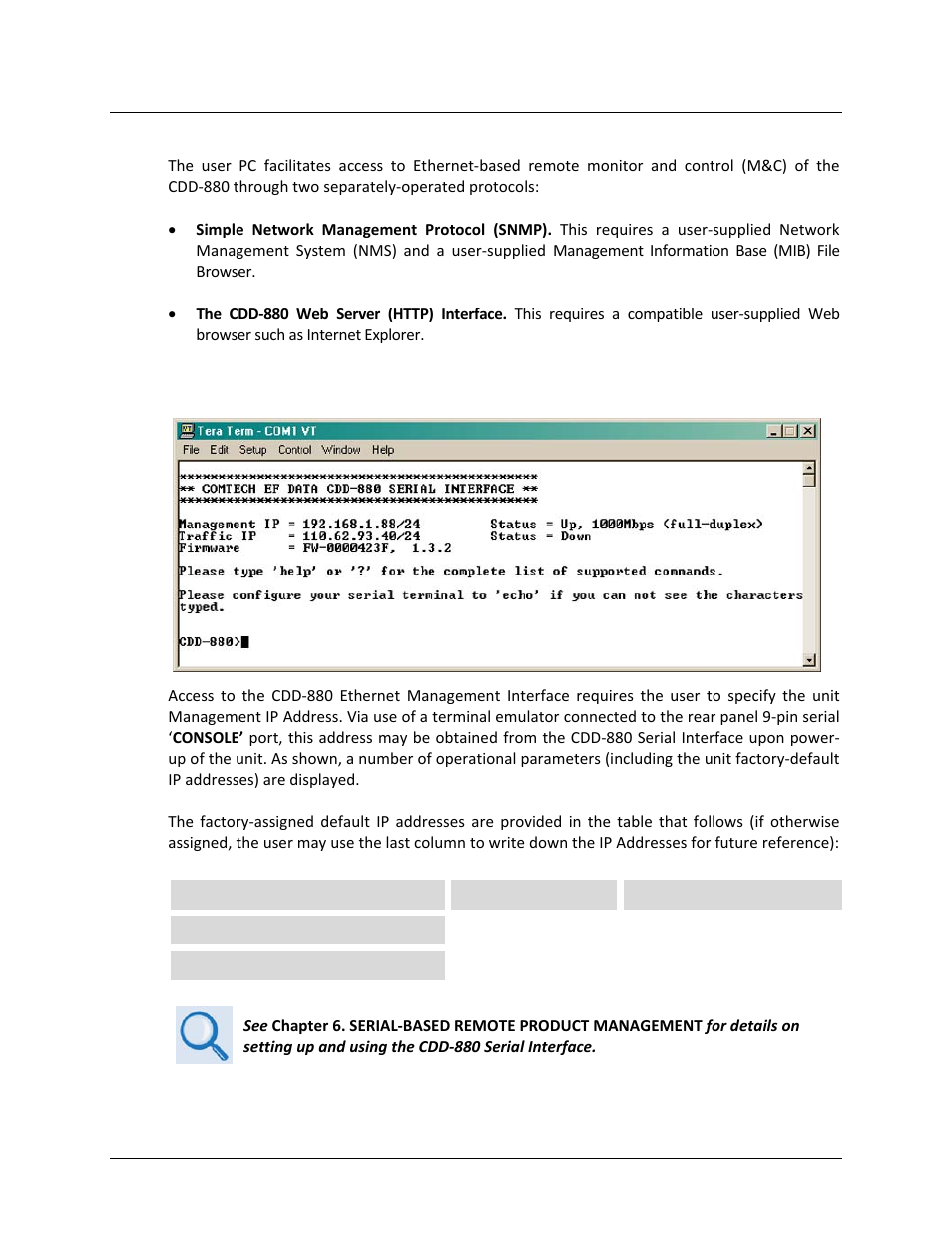 2 ethernet management interface protocols, Ethernet management interface access, 1 ethernet management interface access | Comtech EF Data CDD-880 User Manual | Page 62 / 124