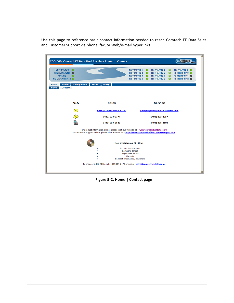 2 home | contact | Comtech EF Data CDD-880 User Manual | Page 69 / 124