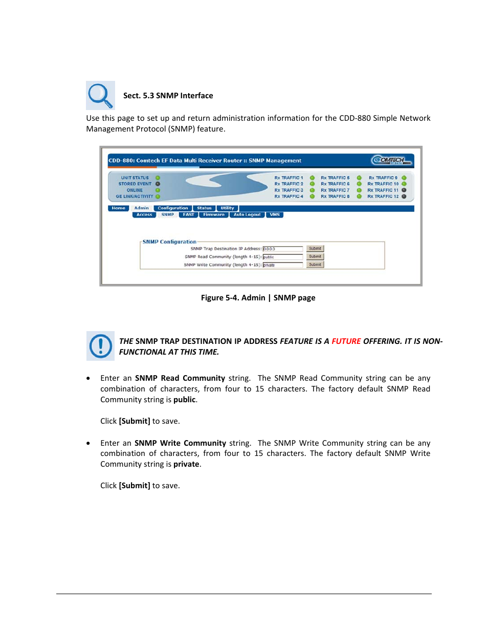 2 admin | snmp | Comtech EF Data CDD-880 User Manual | Page 71 / 124