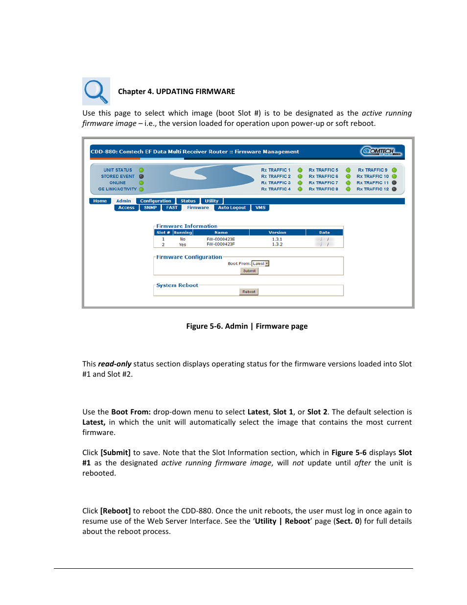 4 admin | firmware | Comtech EF Data CDD-880 User Manual | Page 74 / 124