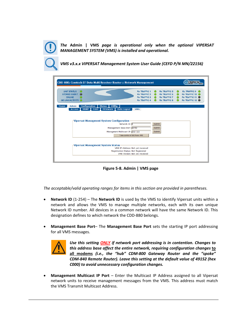 6 admin | vms | Comtech EF Data CDD-880 User Manual | Page 76 / 124