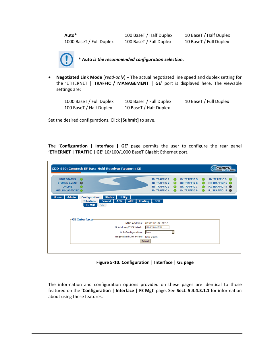 2 configuration | interface | ge | Comtech EF Data CDD-880 User Manual | Page 79 / 124
