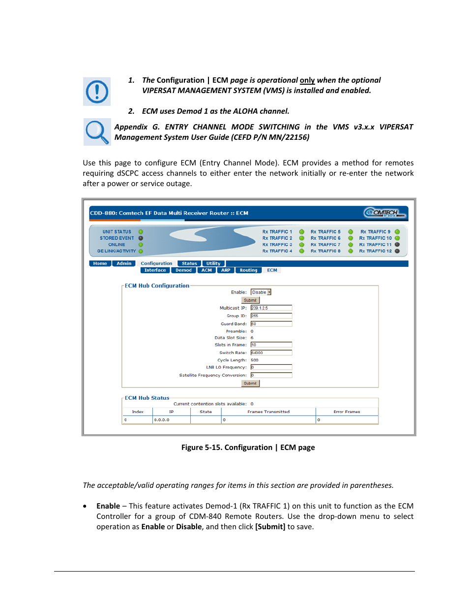 6 configuration | ecm (entry channel mode) | Comtech EF Data CDD-880 User Manual | Page 88 / 124