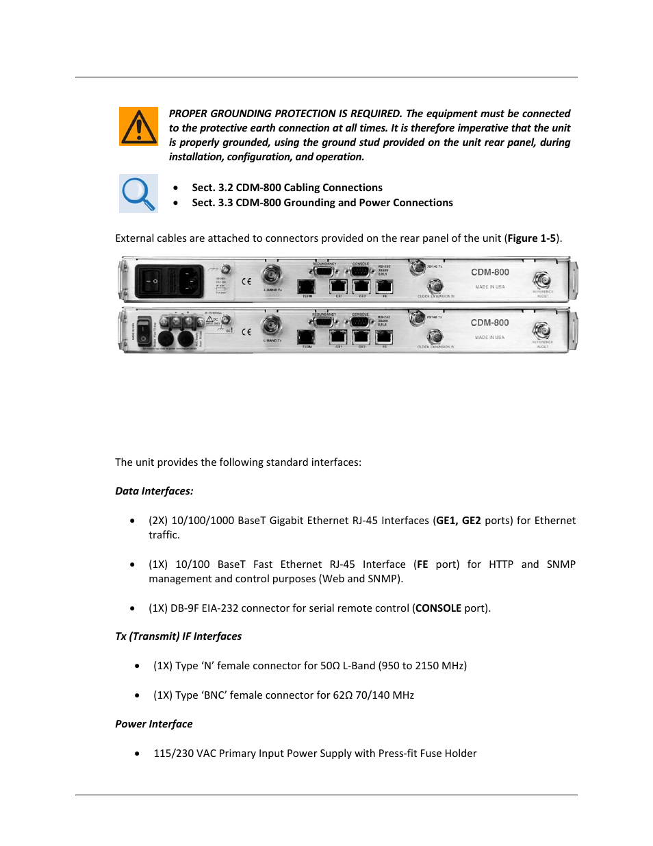 2 rear panel, 1 rear panel standard features | Comtech EF Data CDM-800 User Manual | Page 26 / 130