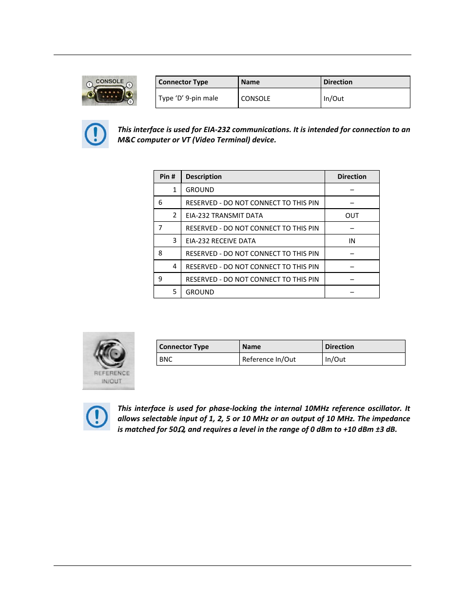 4 ‘console’ interface connector, 5 ‘(external) reference in/out’ connector | Comtech EF Data CDM-800 User Manual | Page 45 / 130