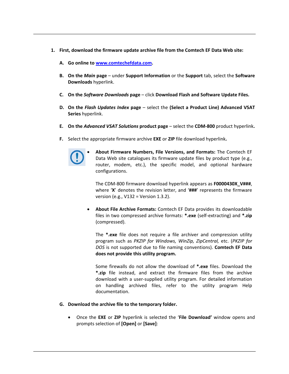 3 downloading and extracting the firmware update | Comtech EF Data CDM-800 User Manual | Page 56 / 130
