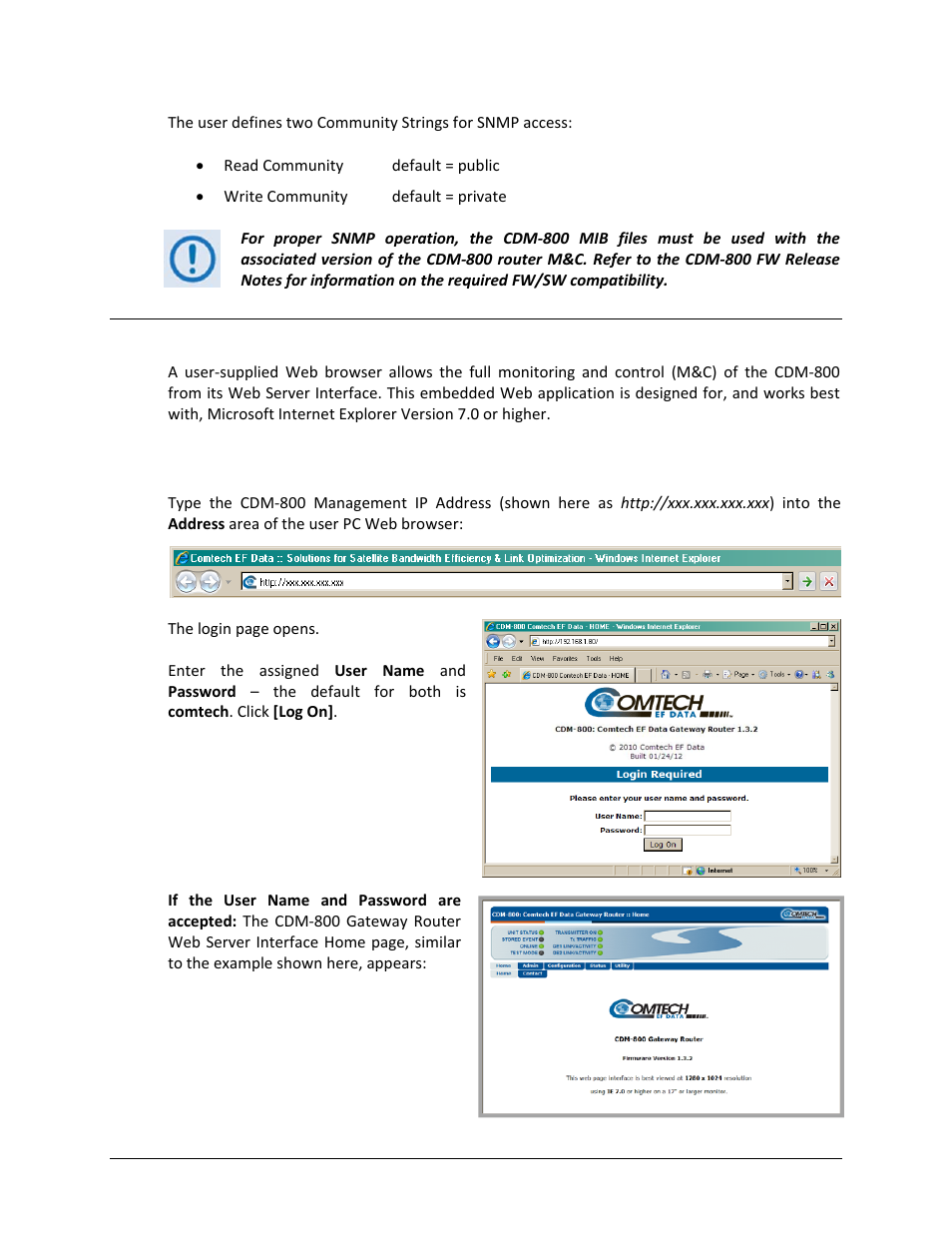 4 web server (http) interface, 1 user login | Comtech EF Data CDM-800 User Manual | Page 64 / 130