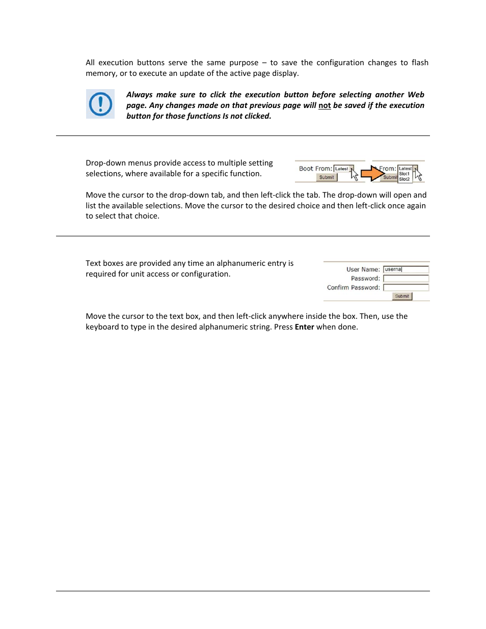 Feature selection, Text or data entry | Comtech EF Data CDM-800 User Manual | Page 66 / 130