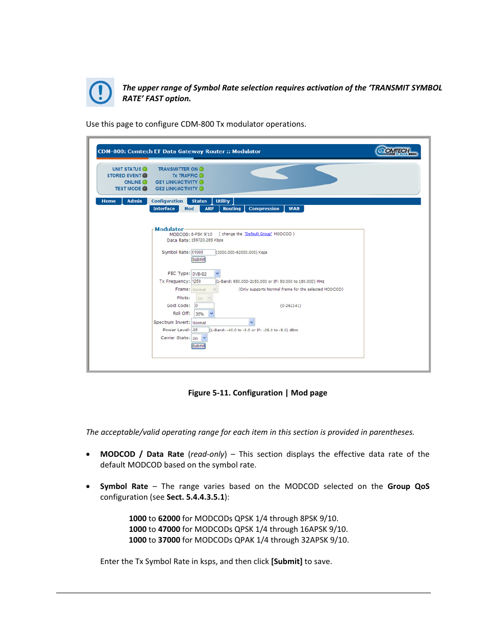 2 configuration | mod (modulator) | Comtech EF Data CDM-800 User Manual | Page 80 / 130