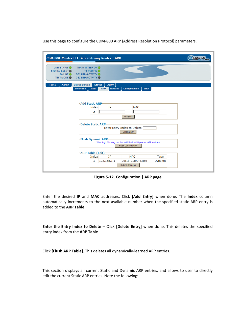 3 configuration | arp | Comtech EF Data CDM-800 User Manual | Page 82 / 130