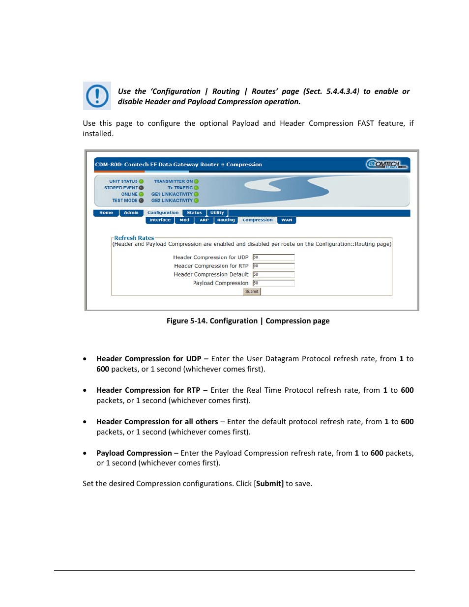 5 configuration | compression | Comtech EF Data CDM-800 User Manual | Page 85 / 130