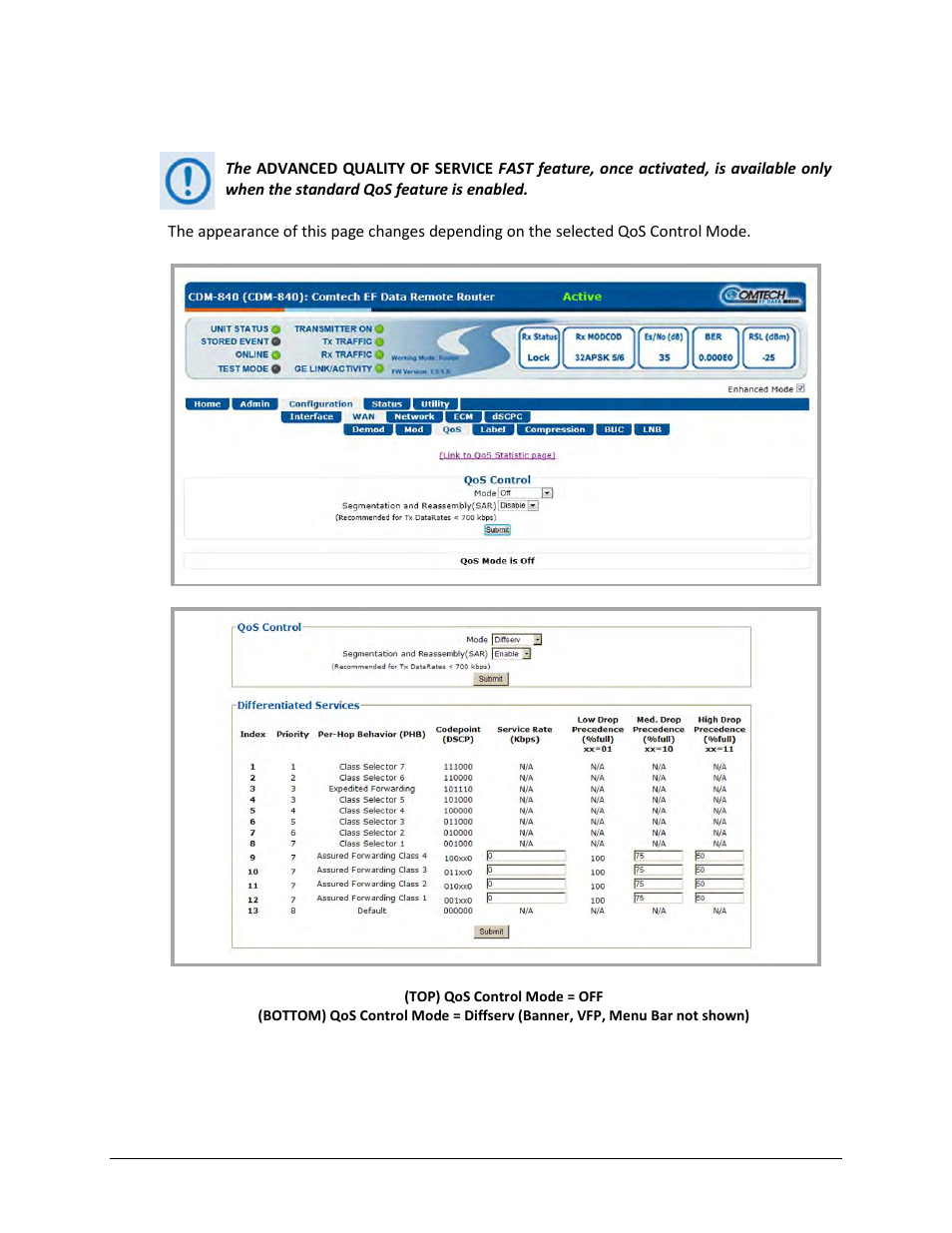 3 configuration | wan | qos | Comtech EF Data CDM-840 User Manual | Page 106 / 244