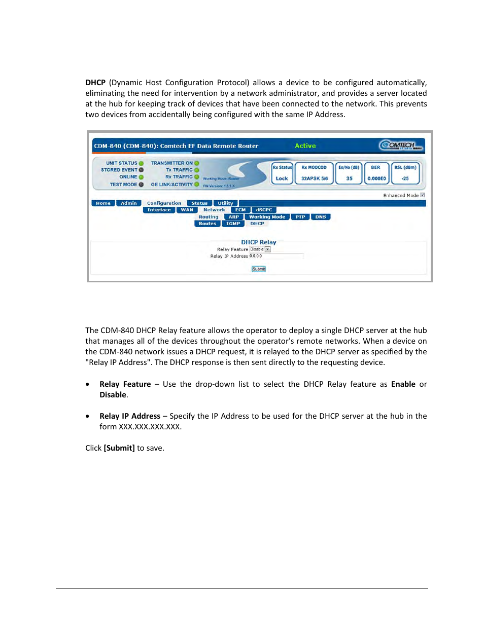 3 configuration | network | routing | dhcp | Comtech EF Data CDM-840 User Manual | Page 121 / 244