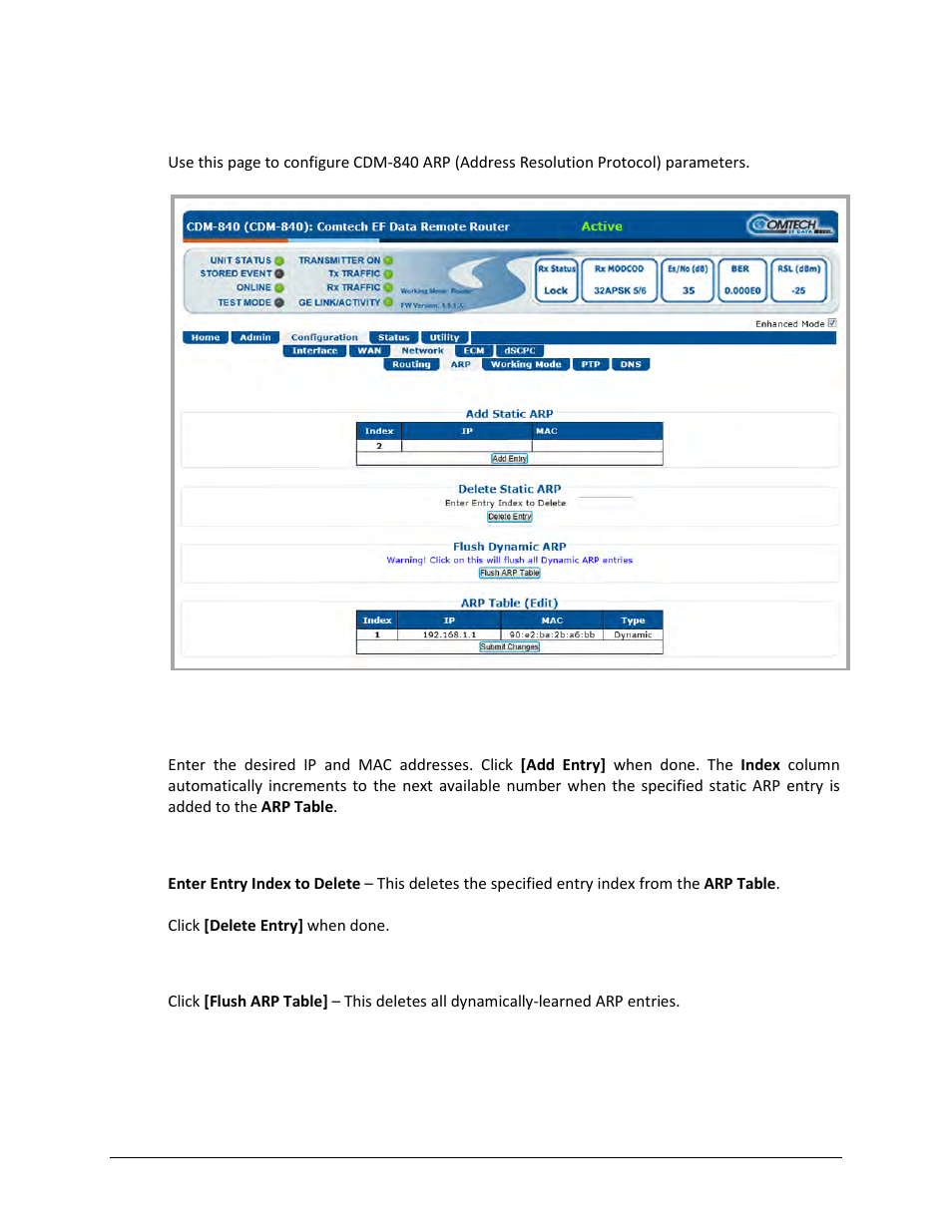 2 configuration | network | arp | Comtech EF Data CDM-840 User Manual | Page 122 / 244