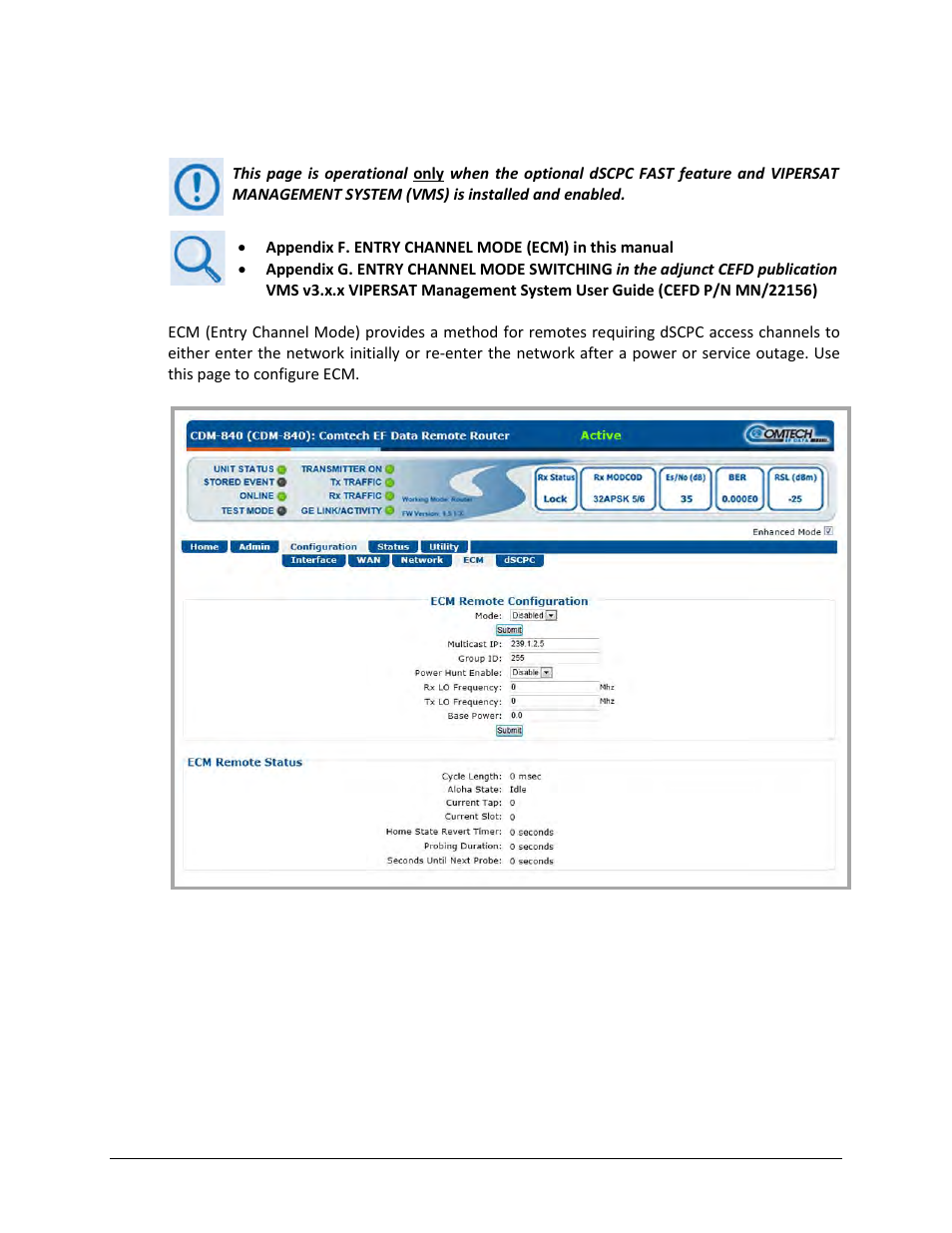 4 configuration | ecm (entry channel mode) | Comtech EF Data CDM-840 User Manual | Page 125 / 244