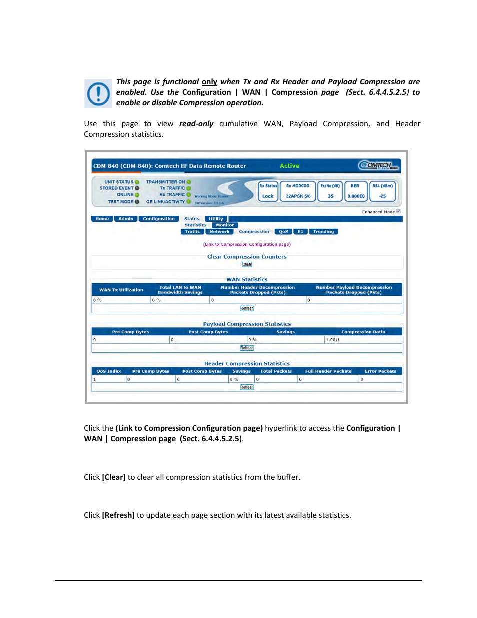 3 status | statistics | compression | Comtech EF Data CDM-840 User Manual | Page 133 / 244